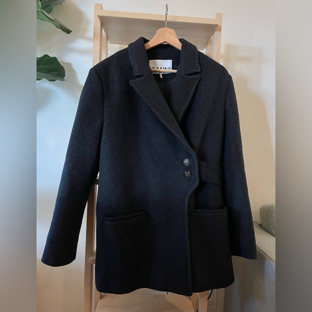 GANNI Wool Belt Blazer